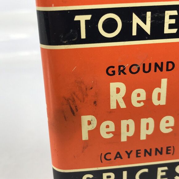 Tones Spice Tin Red Cayenne Pepper Tone Bros Des Moines VTG Advertising - Picture 8 of 10